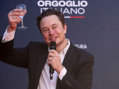 Elon Musk attends Atreju 2023, a conservative political festival, on December 16, 2023, in Rome, Italy.