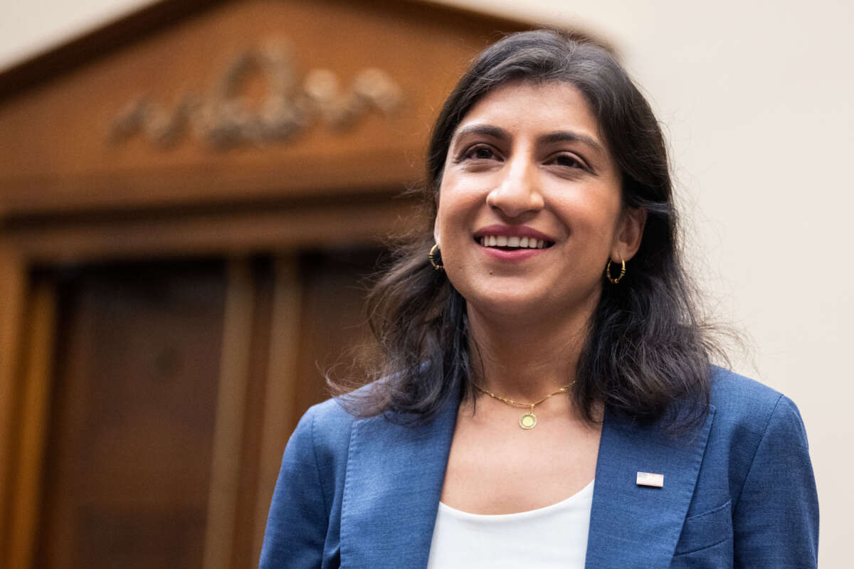 FTC Chairwoman Lina Khan prepares to testify during a House Judiciary Committee hearing in Rayburn Building on July 13, 2023.