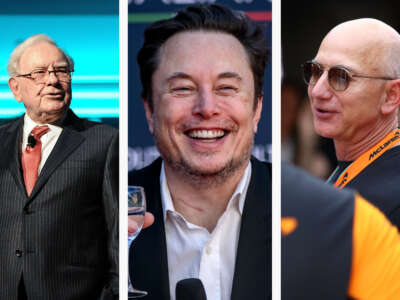 From left: Warren Buffett, Elon Musk and Jeff Bezos are among the five richest men in the world.