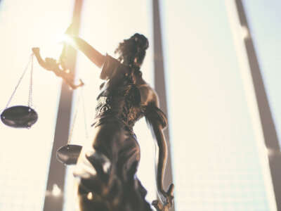 Statue of lady justice holding scales