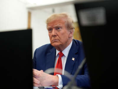 Former President Donald Trump attends the closing arguments in the Trump Organization civil fraud trial at New York State Supreme Court on January 11, 2024, in New York City.