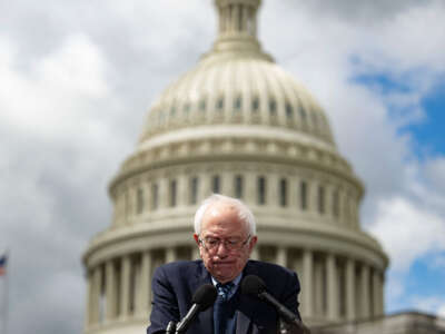 Sen. Bernie Sanders speaks during a news conference on Capitol Hill in Washington, D.C., on May 4, 2023.