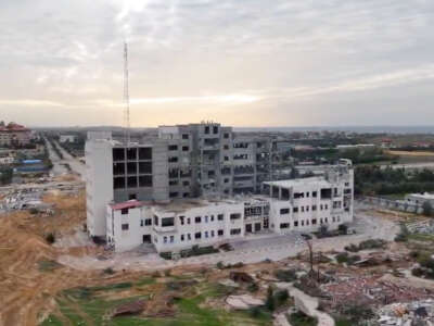 The Israeli military used hundreds of mines to blow up Israa University in Gaza on January 17, 2024.