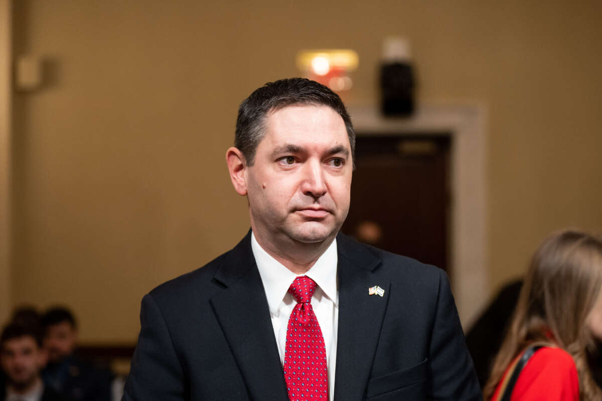 Montana Attorney General Austin Knudsen arrives to testify during a House Homeland Security Committee hearing on January 10, 2024.