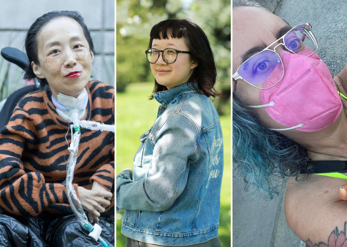 From left, disability justice organizers Alice Wong, Jane Shi and Leah Lakshmi are pictured.