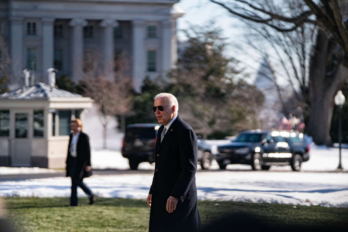 President Joe Biden returns to the White House from his home in Delaware on January 22, 2024.