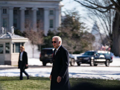 President Joe Biden returns to the White House from his home in Delaware on January 22, 2024.