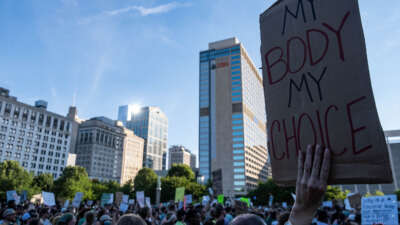 Abortion rights activists protest in downtown Nashville, Tennessee, on June 24, 2022.