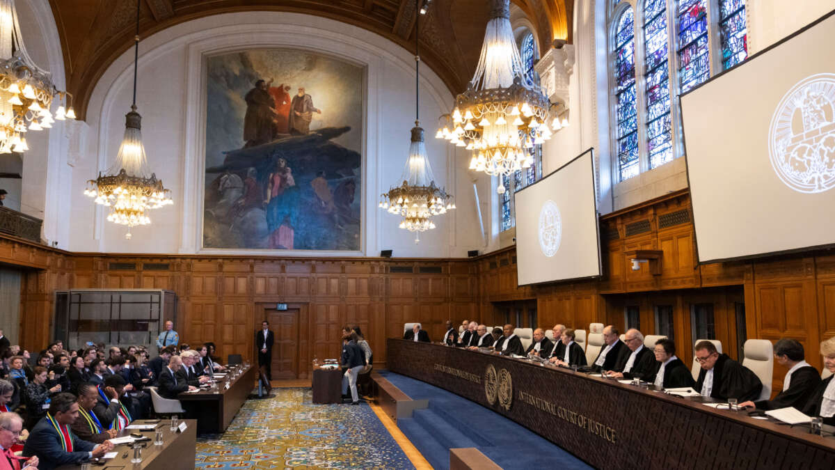 The International Court of Justice delivers an order on South Africa's genocide case against Israel on January 26, 2024, in The Hague, Netherlands.