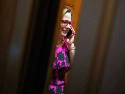 Sen. Kyrsten Sinema is seen in the U.S. Capitol during senate votes on January 9, 2024.