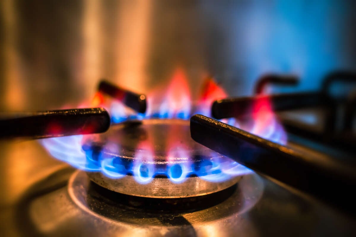 Flame on gas stove burner