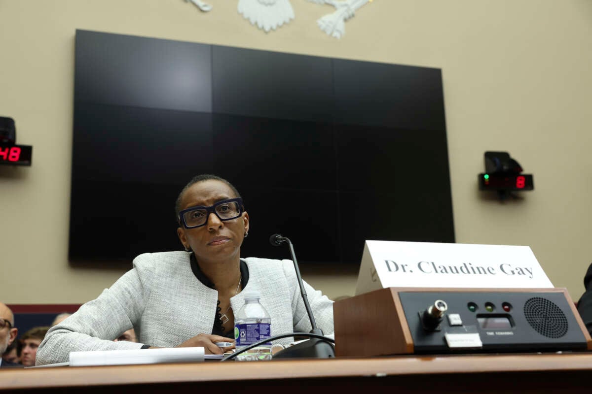 Dr. Claudine Gay, president of Harvard University, testifies before the House Education and Workforce Committee at the Rayburn House Office Building on December 5, 2023, in Washington, D.C.