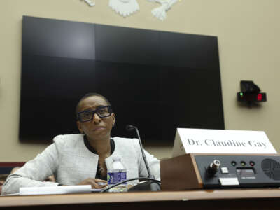 Dr. Claudine Gay, president of Harvard University, testifies before the House Education and Workforce Committee at the Rayburn House Office Building on December 5, 2023, in Washington, D.C.