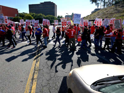 The California Faculty Association's week of strikes continues at the Cal State LA campus in Los Angeles, California, on December 6, 2023.