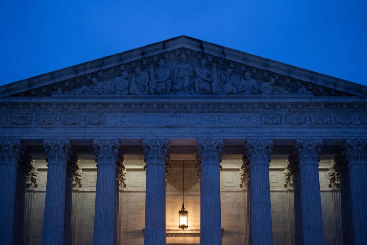 The U.S. Supreme Court building is seen at dawn on January 30, 2024.