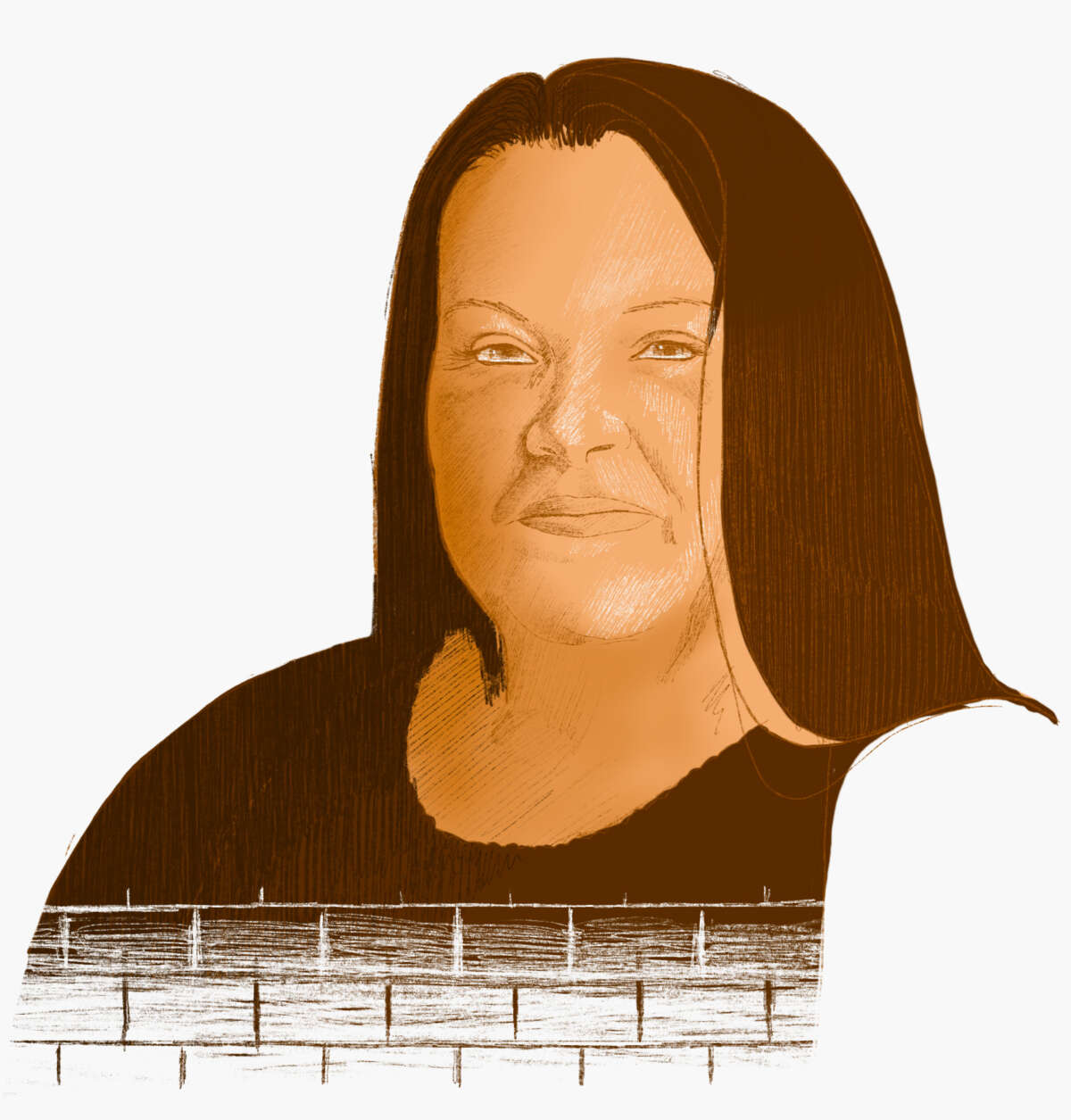 A digital illustration of a middle-aged woman