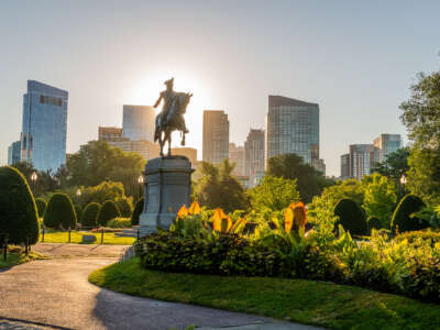 George Washington Monument at Public Garden in Boston, Massachusetts.