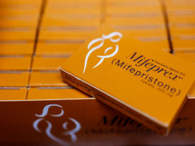 Packages of Mifepristone tablets are displayed at a family planning clinic on April 13, 2023, in Rockville, Maryland.