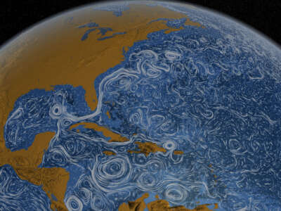 This image shows ocean surface currents around the world during the period from June 2005 through December 2007.
