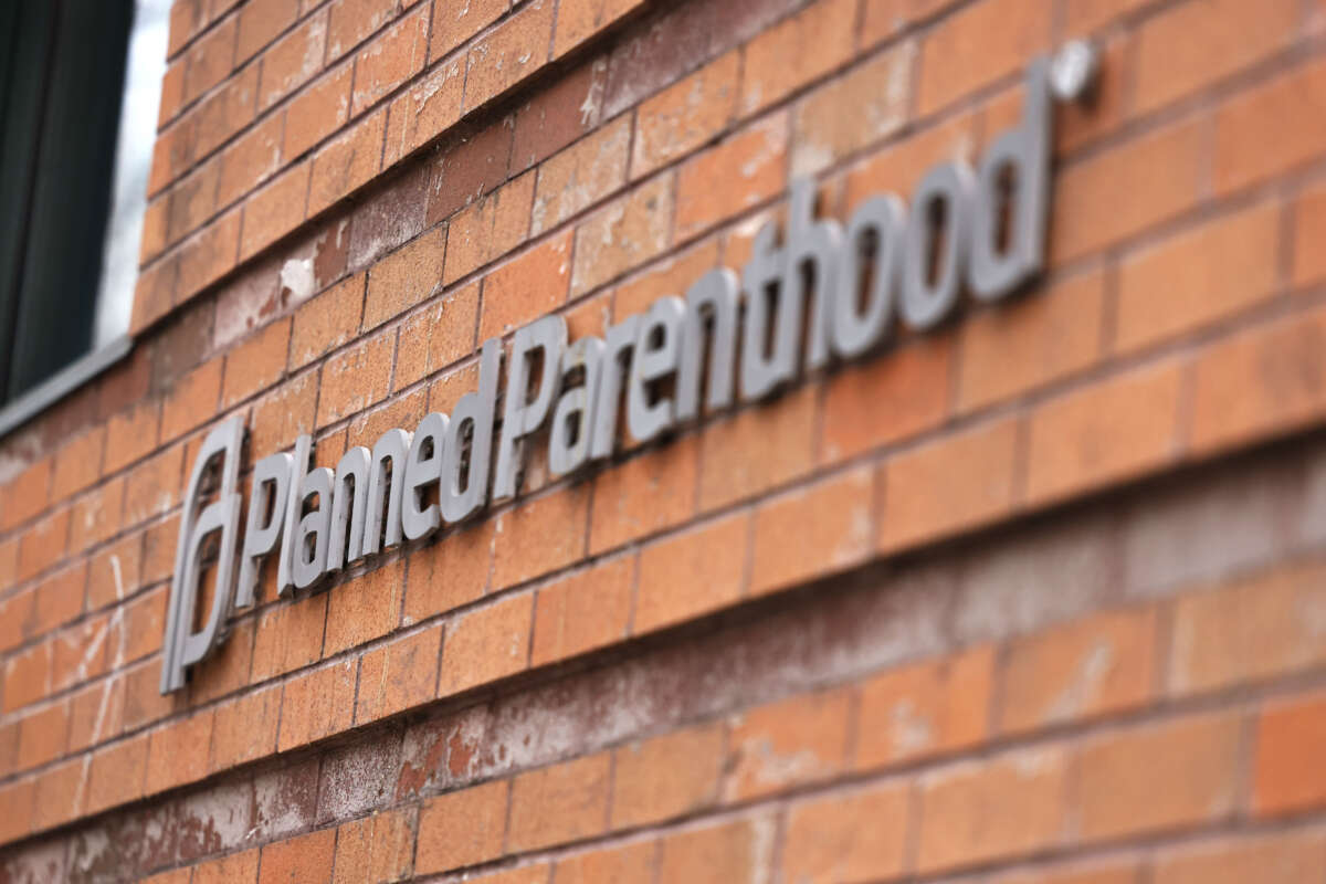 Planned Parenthood signage is seen in the Financial District neighborhood of Manhattan on April 16, 2021, in New York City.