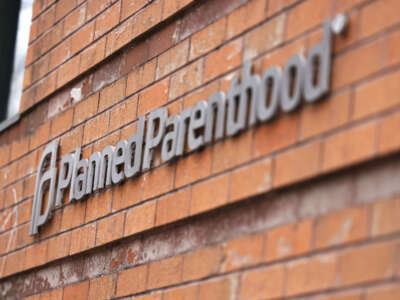 Planned Parenthood signage is seen in the Financial District neighborhood of Manhattan on April 16, 2021, in New York City.