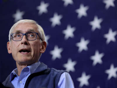 Wisconsin Governor Tony Evers speaks at a rally on October 29, 2022, in Milwaukee, Wisconsin.