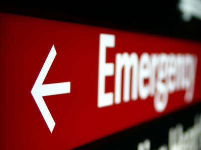 Red emergency room sign