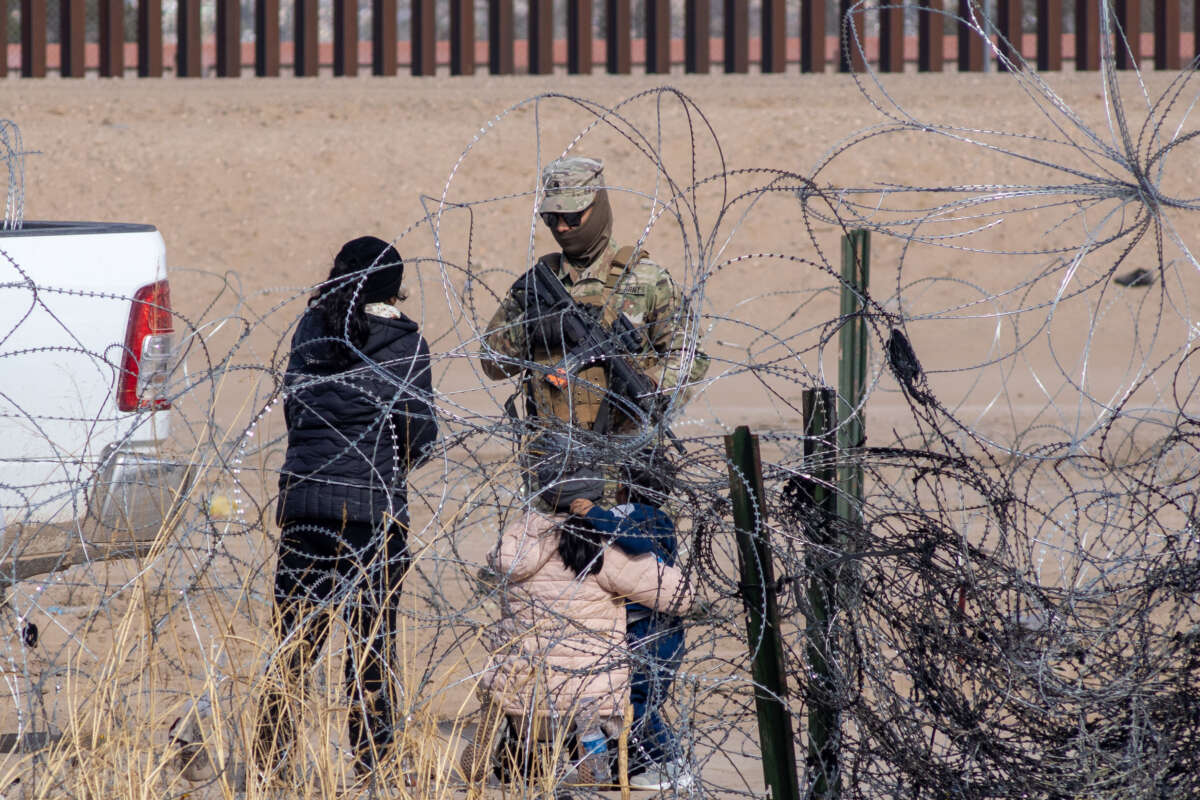 Migrants who crossed the border from Mexico to the United States are detained by the Border Patrol and initiate the process of seeking humanitarian asylum in Ciudad Juarez, Mexico, on January 31, 2024.