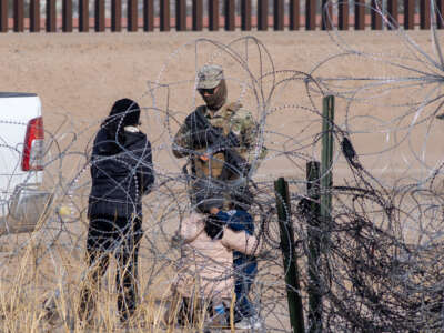 On January 31, 2024, a migrant crossing the border from Mexico to the United States is detained by the Border Patrol and begins the humanitarian asylum process in Ciudad Juarez, Mexico.