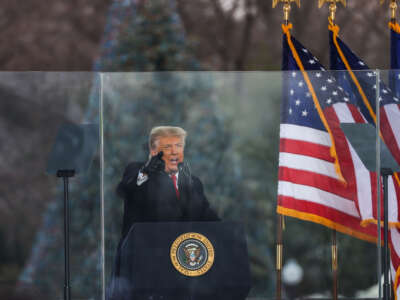 President Donald Trump speaks at a rally in Washington, D.C., on January 6, 2021.