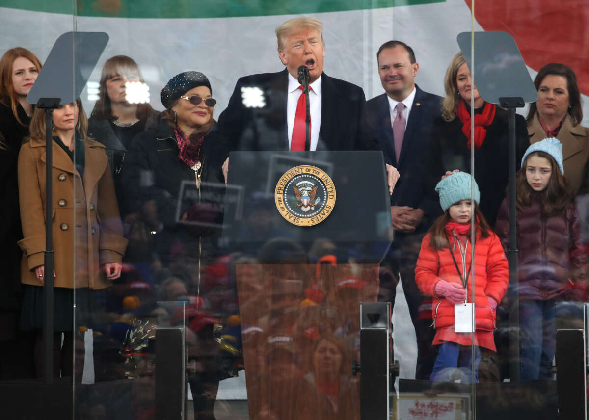 U.S. President Donald Trump speaks at the 47th March For Life rally on the National Mall on January 24, 2019, in Washington, D.C.