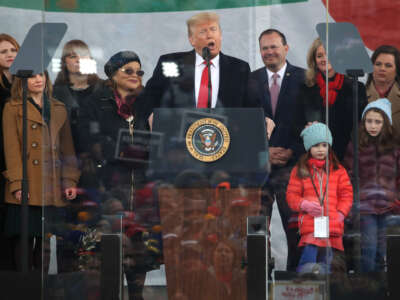 U.S. President Donald Trump speaks at the 47th March For Life rally on the National Mall on January 24, 2019, in Washington, D.C.