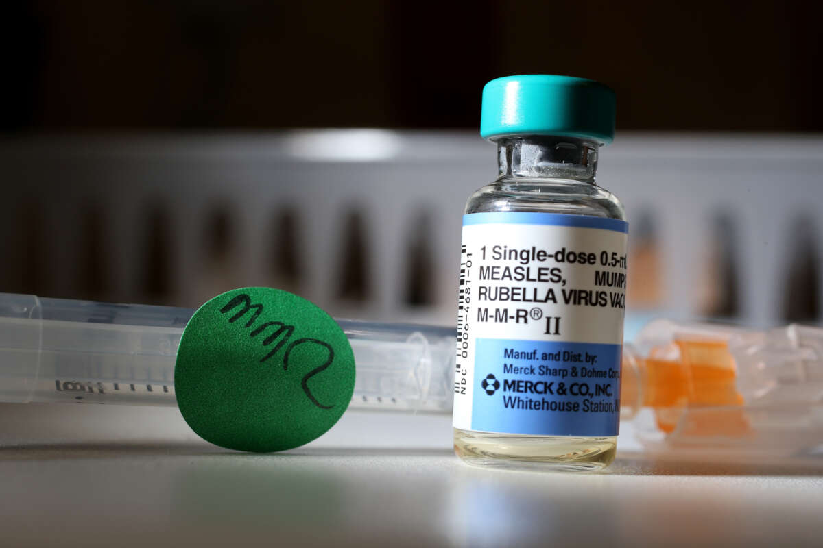 A dose of measles vaccine is seen at the Miami Children's Hospital on June 2, 2014, in Miami, Florida.