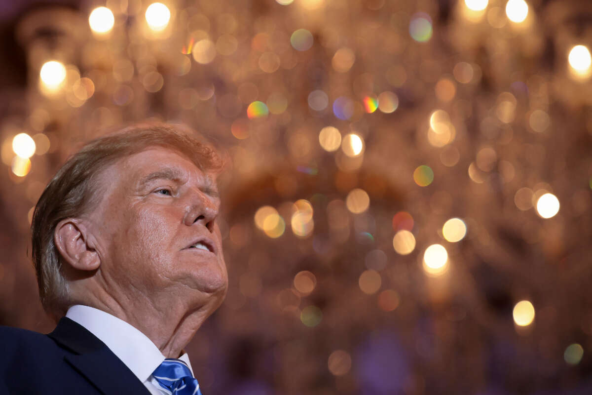 Former President Donald Trump arrives for an election-night watch party at Mar-a-Lago on March 5, 2024, in West Palm Beach, Florida.