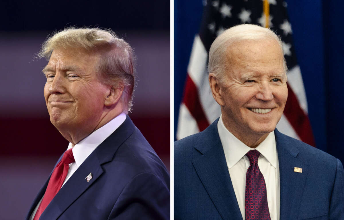 Former President Donald Trump (left) and President Joe Biden have both secured enough delegates each to become the nominees of their parties.