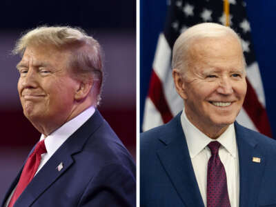 Former President Donald Trump (left) and President Joe Biden have both secured enough delegates each to become the nominees of their parties.