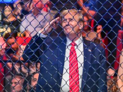 Former President Donald Trump attends a Ultimate Fighting Championship (UFC) event at the Kaseya Center in Miami, Florida on March 9, 2024.