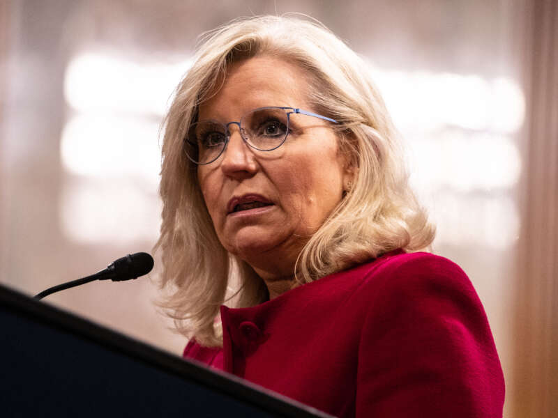 Liz Cheney, former Republican representative from Wyoming, speaks after being presented with the Paul H. Douglas Award for Ethics in Government on June 13, 2023, in Washington, D.C.