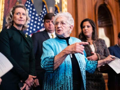Rep. Virginia Foxx attends a news conference featuring remarks by college students about antisemitism on college campuses, in the U.S. Capitol in Washington, D.C., on December 5, 2023.