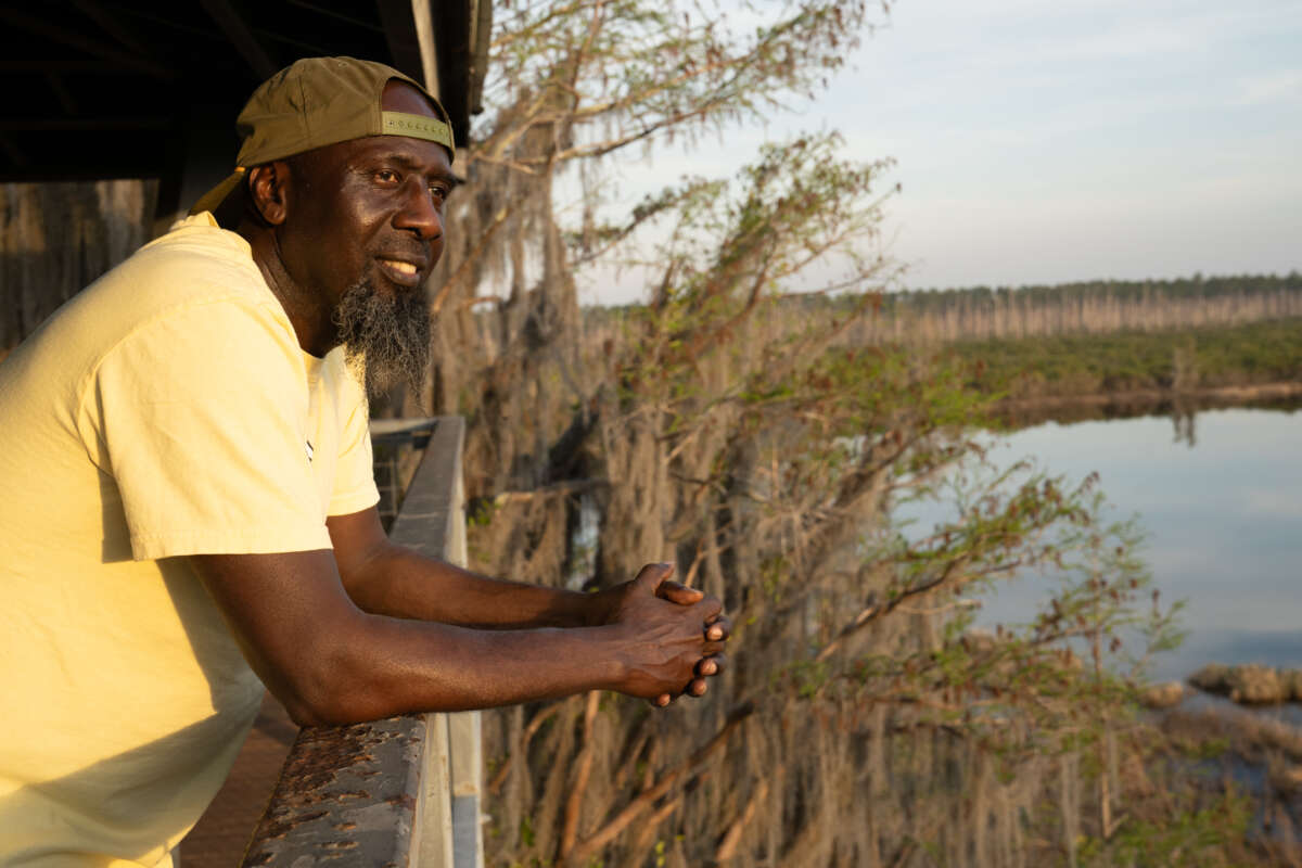 Rev. Antwon Nixon poses for a portrait on March 14, 2024, in Folkston, Georgia. Nixon was born and raised in Folkston and has become an advocate for protecting the Okefenokee Swamp in recent years.