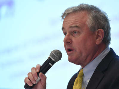 Candidate David Trone answers a question during the Democratic 6th Congressional District Candidate Forum at Hood College on January 17, 2018, in Frederick, Maryland.