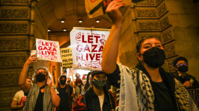 Protesters in Philadelphia marched on City Hall on April 15, 2024, to protest the genocide in Gaza.