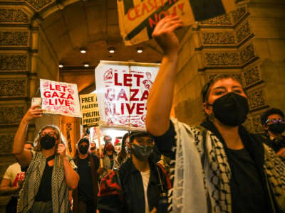 Protesters in Philadelphia marched on City Hall on April 15, 2024, to protest the genocide in Gaza.