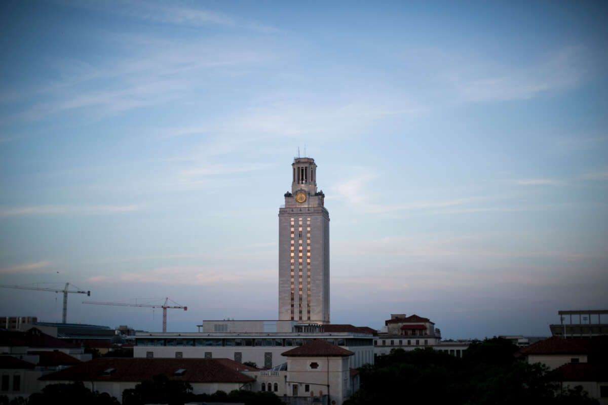 The University of Texas at Austin clocktower, pictured on July 5, 2016.