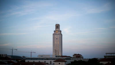 The University of Texas at Austin clocktower, pictured on July 5, 2016.