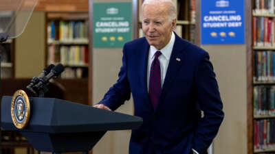 President Joe Biden announces the cancellation of an additional $1.2 billion in student loan debt for about 153,000 borrowers, at an event on February 21, 2024, at Culver City Julian Dixon Library in Culver City, California.