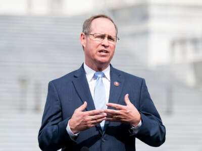 Rep. Greg Murphy speaks during a television news interview on May 15, 2020.