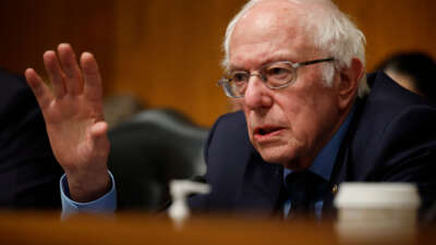 Sen. Bernie Sanders questions witnesses during a hearing in the Dirksen Senate Office Building on Capitol Hill on March 14, 2024, in Washington, D.C.