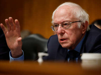 Sen. Bernie Sanders questions witnesses during a hearing in the Dirksen Senate Office Building on Capitol Hill on March 14, 2024, in Washington, D.C.