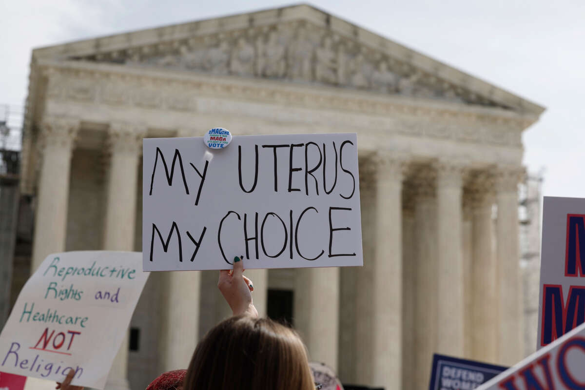 Demonstrators participate in a abortion-rights rally outside the Supreme Court on March 26, 2024, in Washington, D.C.